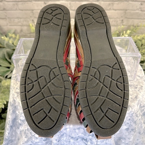 Flexisole “Fiesta” Tan Multicolor Leather Huarache Sandals WMS 6.5W☀️VGUC☀️ - Picture 7 of 10